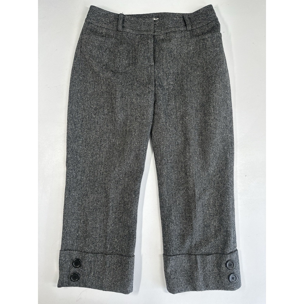 Caslon Women's Sz: 6 Cropped Straight Leg Wool Blend Black Gray Tweed (b62)
